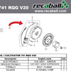 Bobina original motocultor Garland CULTIVATOR 741 RQG-V20 2